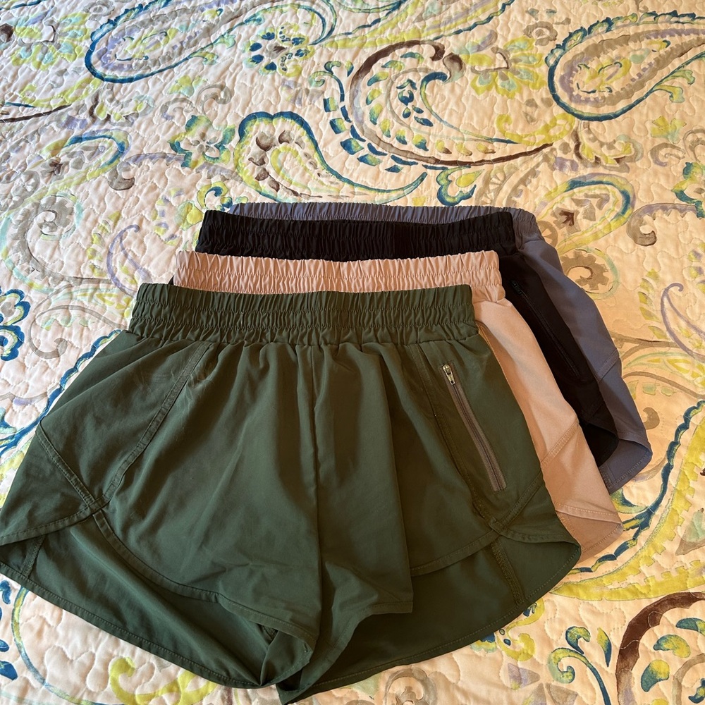 Lot of 4 Women's Athletic Shorts Set - Green, Black, Beige, Purple